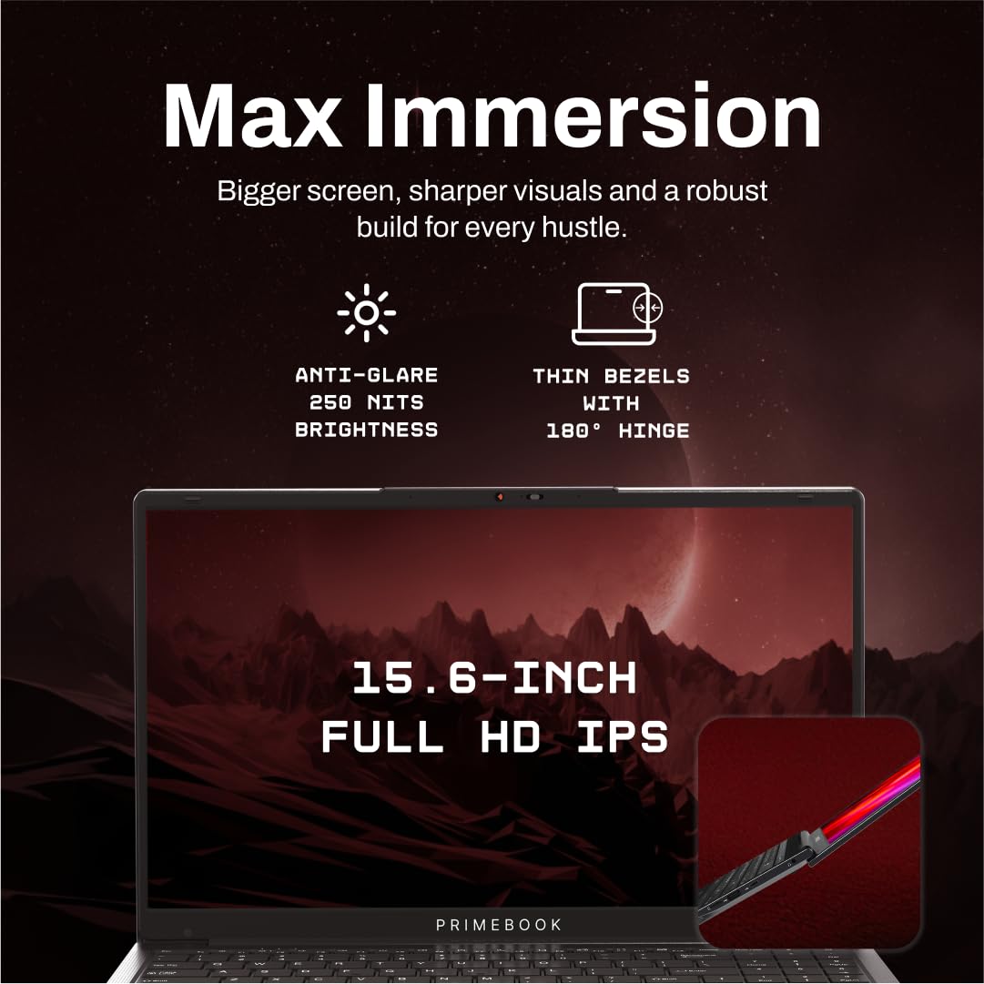 Primebook 2 Max (2026) | 8GB RAM, 256GB UFS Storage | 15.6-Inch Full HD IPS Display | 12hrs Battery | MediaTek Helio G99 | Android 15 (PrimeOS 3.0) | Backlit Keyboard | in-Built AI (Gray) - Image 4