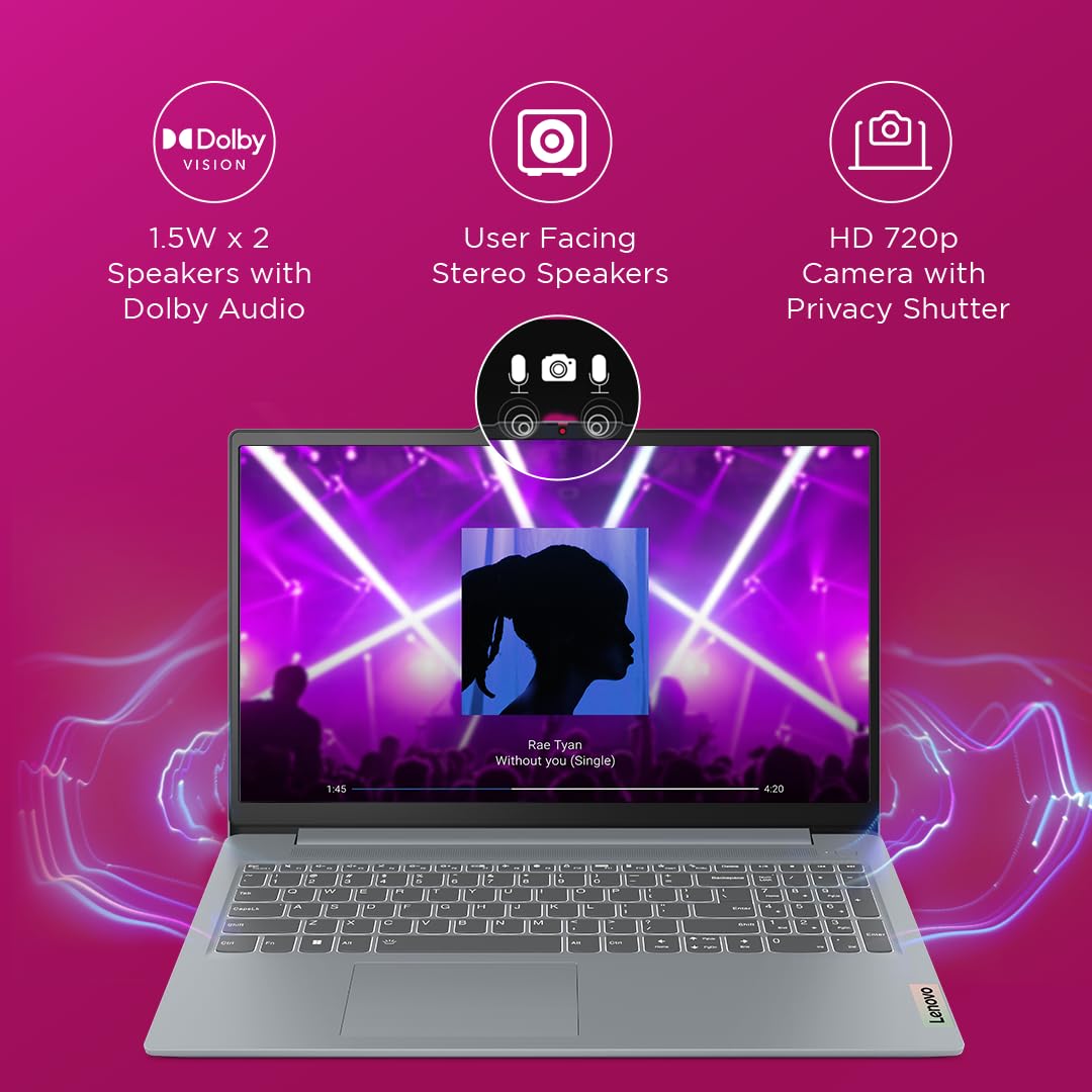 Lenovo Ideapad Slim 3 AMD Ryzen 5 7520U 15.6" (39.6cm) FHD Thin and Light Laptop (16GB/512GB SSD/Windows 11/Microsoft 365 Basic + Office Home 2024/Backlit Keyboard/Grey/1.6Kg), 82XQ00XDIN - Image 5