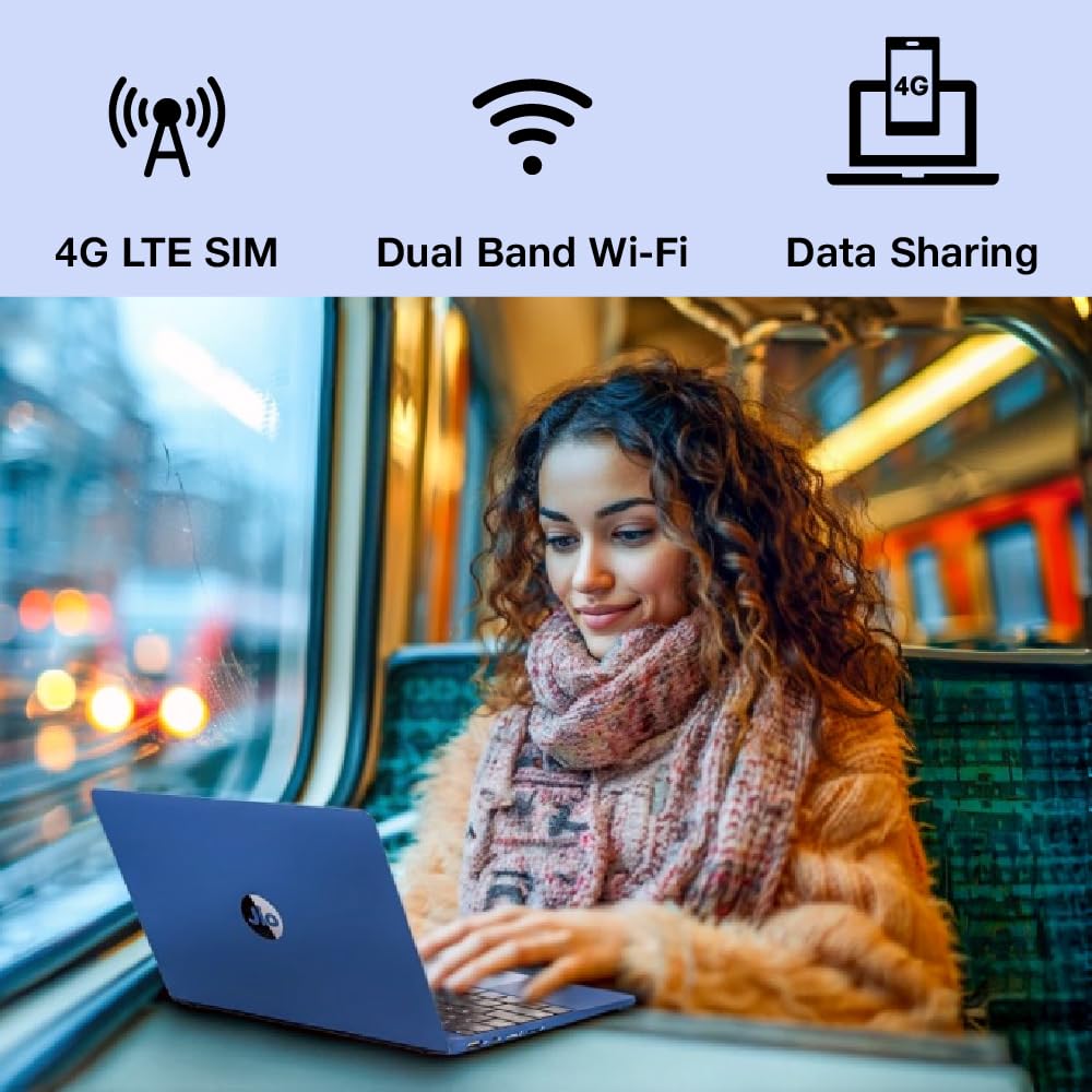 JioBook 11 with Lifetime Office | Android 4G Laptop Mediatek 8788 (JioOS) | Octa-core | 4GB RAM | 64 eMMC Storage | Thin and Light Laptop (11.6 inch, 990 Grams) | Dual Band WiFi + SIM | Blue - Image 3