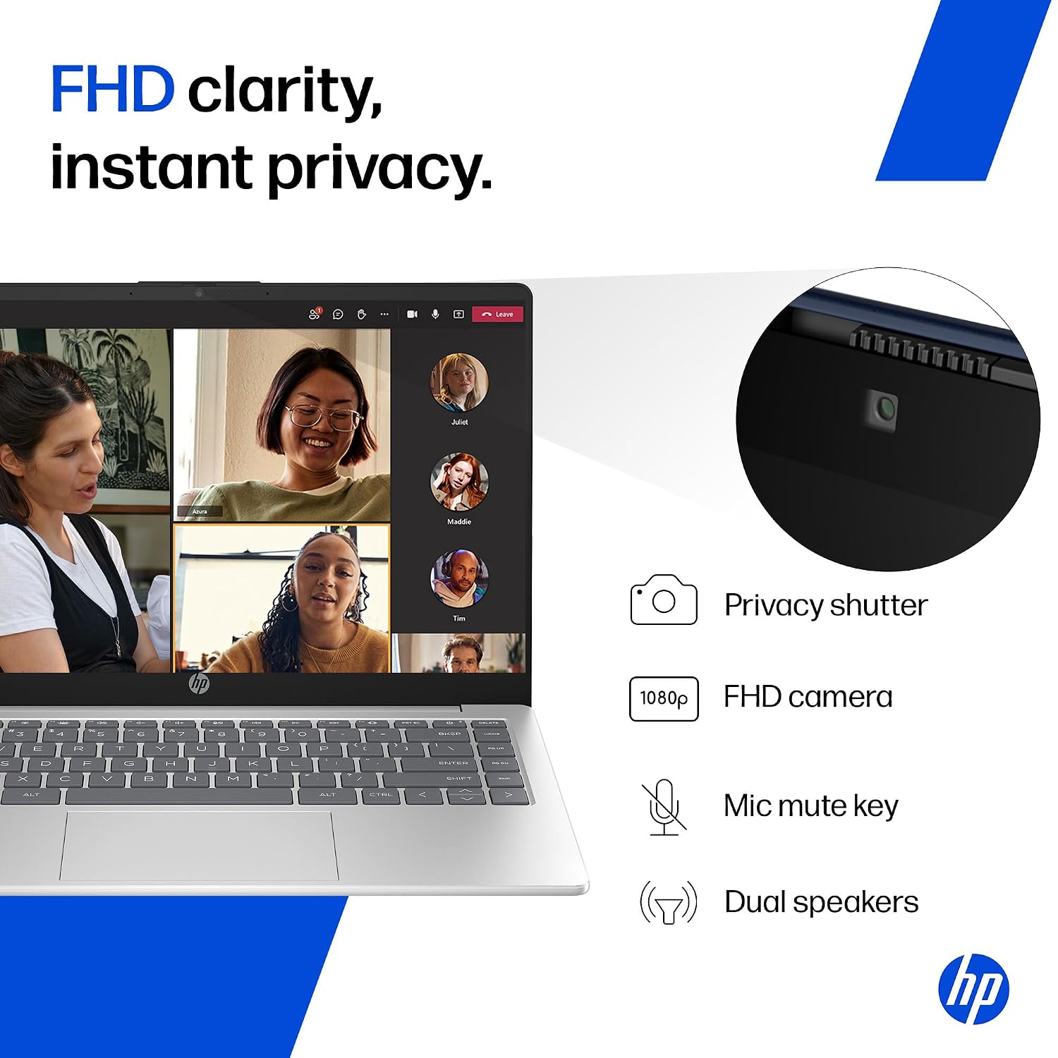 HP 14, AMD Ryzen 7 7730U (16GB DDR4, 512GB SSD) FHD, Anti-Glare, Micro-Edge, 14''/35.6cm, Win11, M365 Basic(1yr), Office Home24, Silver,1.4kg, EM0104AU, FHD Camera w/Privacy Shutter, Backlit Laptop - Image 8