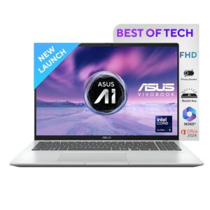 ASUS Vivobook 16, Smartchoice, Intel Core Ultra 5 Series 2, 16GB RAM, 512GB SSD, FHD+ 16", Windows 11, Office Home 2024, Silver, 1.88kg, X1607CA-MB142WS, Intel iGPU, M365 Basic (1Year)* Laptop