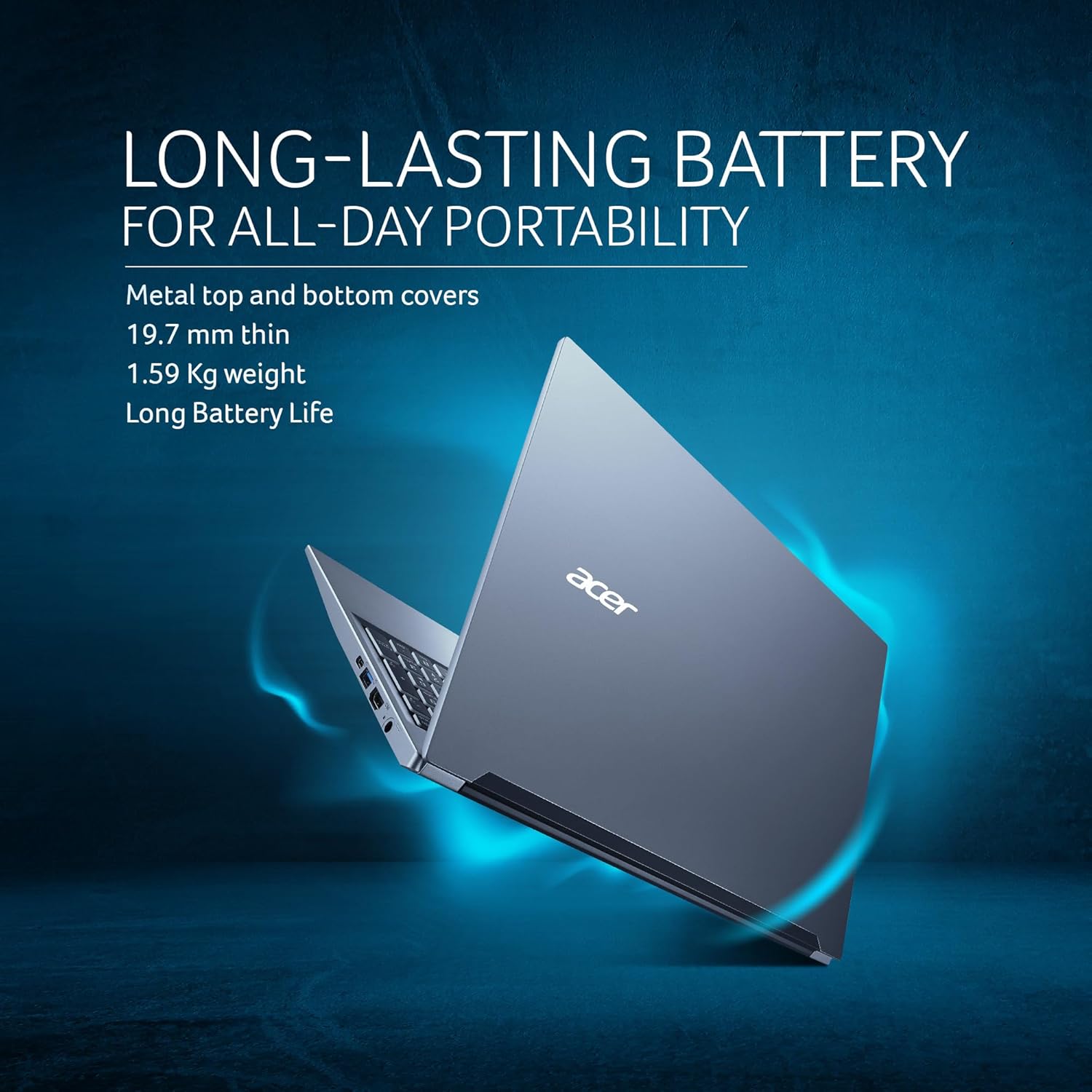 acer Aspire Lite, AMD Ryzen 3 5300U Processor, 16 GB RAM, 512GB SSD, Full HD, 15.6"/39.62cm, Windows 11 Home, Steel Gray, 1.59KG, AL15-41, Metal Body, Premium Thin and Light Laptop - Image 6