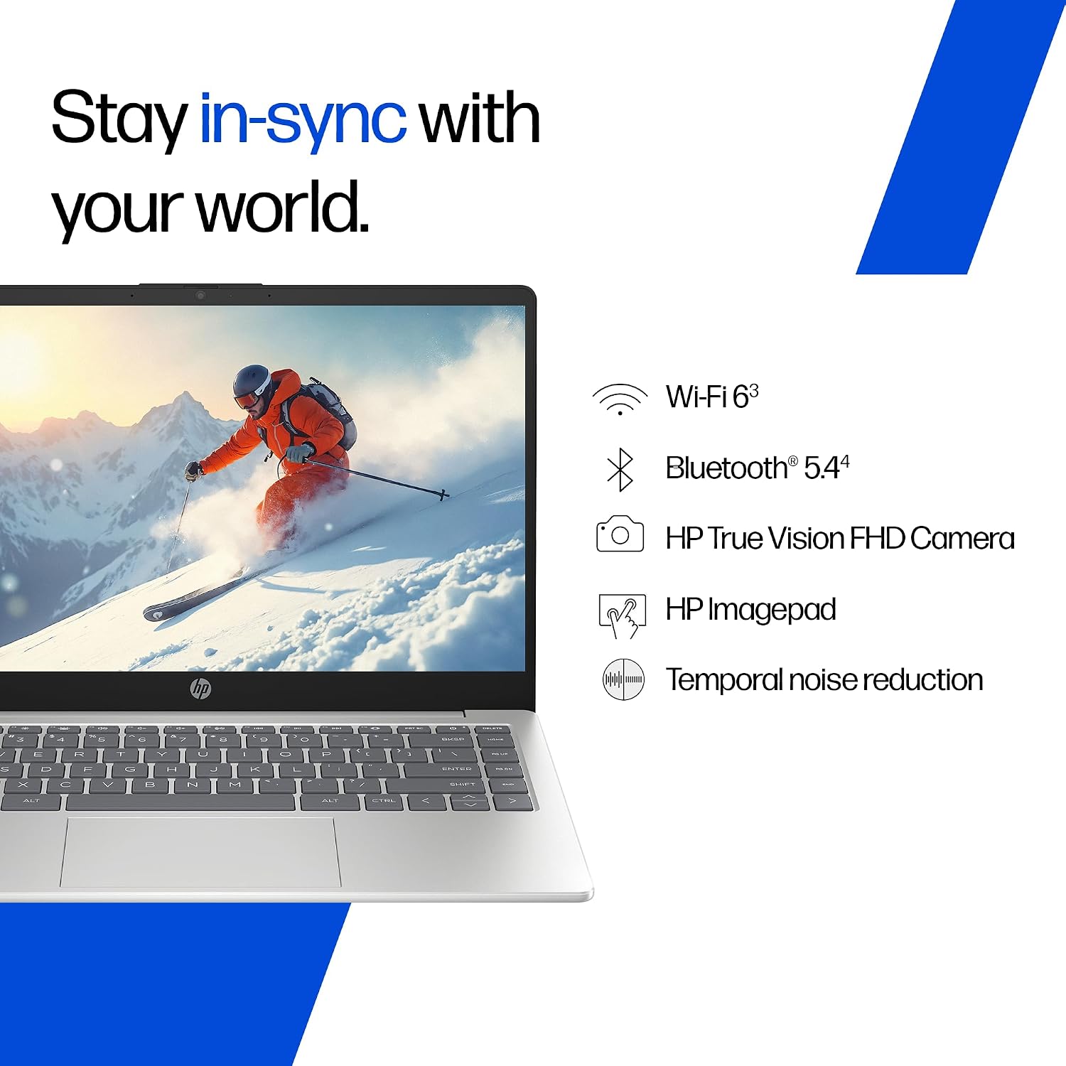 HP 14, Intel Core 5-120U (16GB DDR4, 512GB SSD), FHD, Micro -Edge, Anti-Glare, 14''/35.6cm, Win11, M365* Office24, Silver, 1.41kg, ep0385tu, FHD Camera, Iris Xe Graphics, Backlit Laptop - Image 5