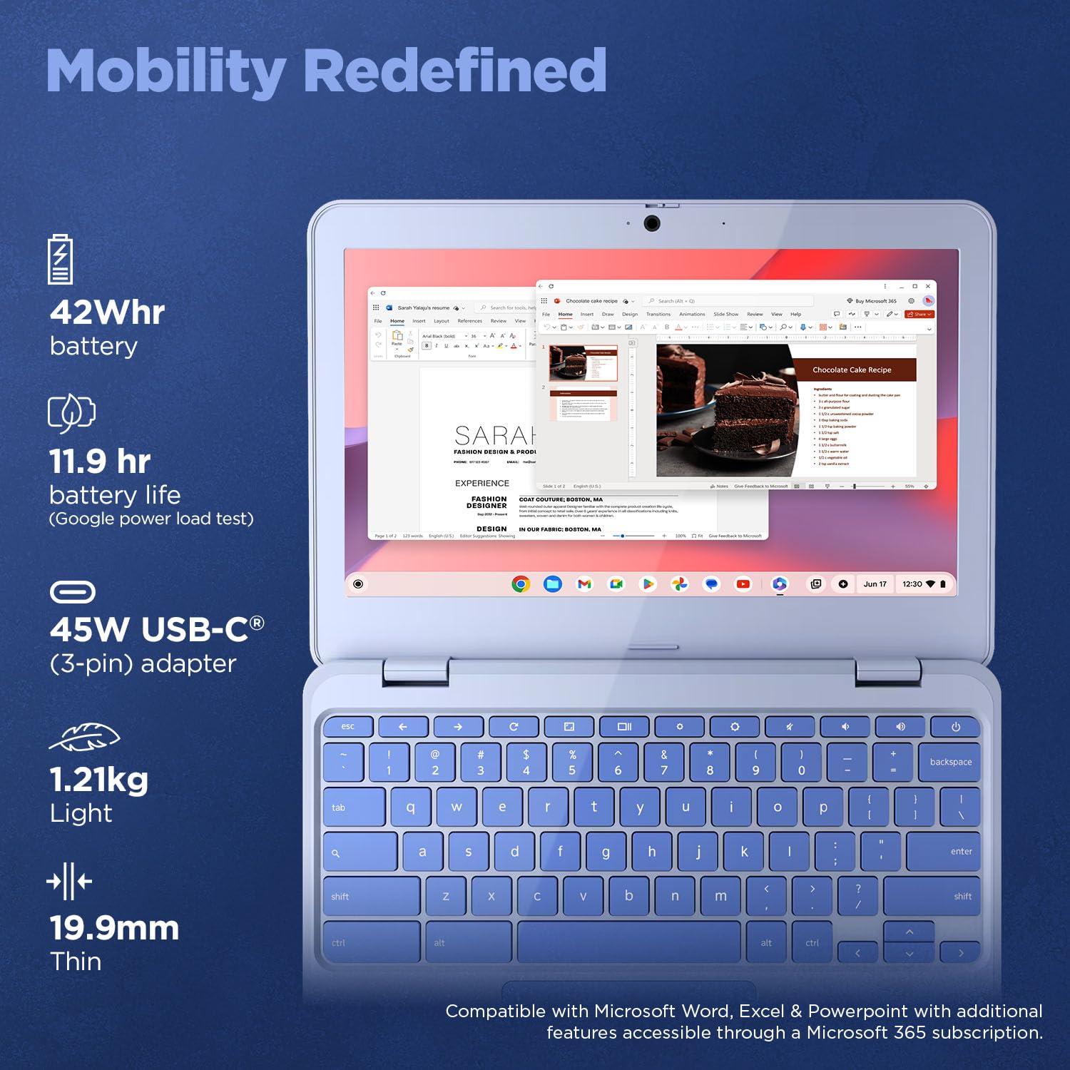 Lenovo Chromebook Intel Celeron N4500 (4GB RAM/64GB eMMC 5.1/11.6 Inch (29.46cm)/HD Display/2Wx2 Stereo Speakers/HD Camera/Chrome OS/Blue/1.21Kg), 82UY0014HA - Image 8
