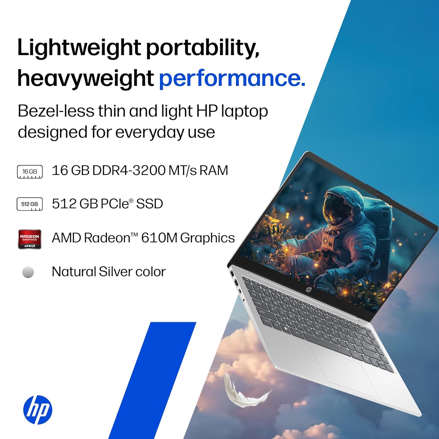 HP 14, AMD Ryzen 7 7730U (16GB DDR4, 512GB SSD) FHD, Anti-Glare, Micro-Edge, 14''/35.6cm, Win11, M365 Basic(1yr), Office Home24, Silver,1.4kg, EM0104AU, FHD Camera w/Privacy Shutter, Backlit Laptop - Image 4