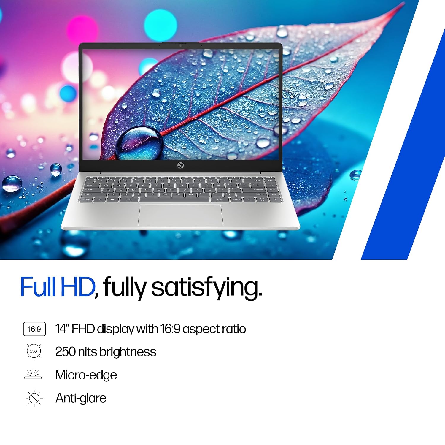 HP 14, Intel Core 5-120U (16GB DDR4, 512GB SSD), FHD, Micro -Edge, Anti-Glare, 14''/35.6cm, Win11, M365* Office24, Silver, 1.41kg, ep0385tu, FHD Camera, Iris Xe Graphics, Backlit Laptop - Image 4