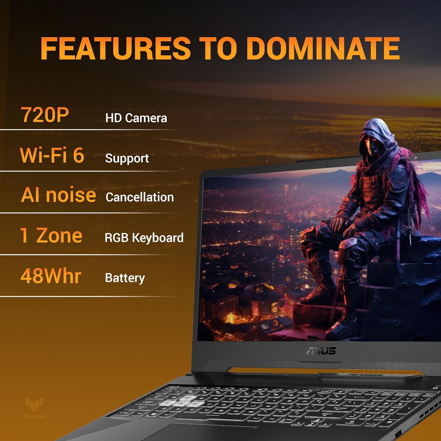ASUS TUF A15 (2025), AMD Ryzen 7 7445HS,RTX 3050-4GB,75W TGP,16GB DDR5(Upgradeable Upto 64GB) 512GB SSD,FHD,15.6",144Hz,RGB Keyboard,Windows 11,Graphite Black,2.3 Kg FA506NCG-HN199W, Gaming Laptop - Image 2