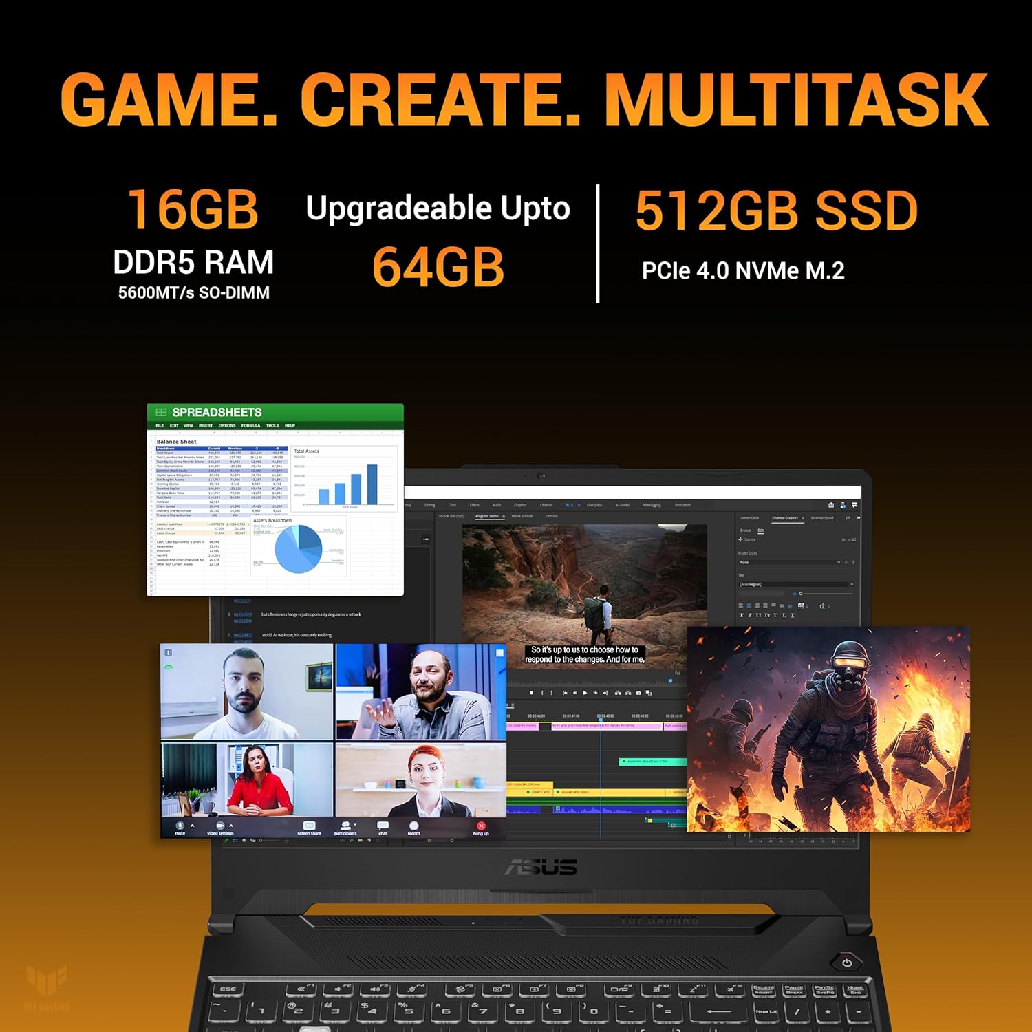 ASUS TUF A15 (2025), AMD Ryzen 7 7445HS,RTX 3050-4GB,75W TGP,16GB DDR5(Upgradeable Upto 64GB) 512GB SSD,FHD,15.6",144Hz,RGB Keyboard,Windows 11,Graphite Black,2.3 Kg FA506NCG-HN199W, Gaming Laptop - Image 6