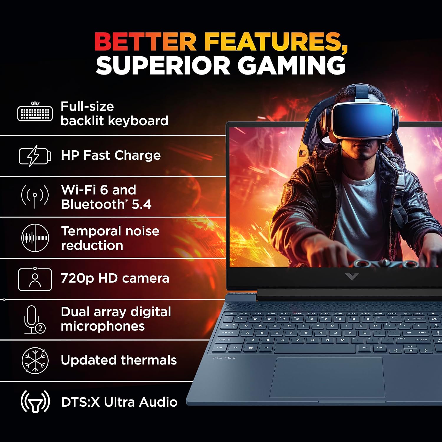 HP Smartchoice Victus, 13th Gen Intel Core i5-13420H, 4GB RTX 3050, 16GB DDR4(Upgradeable) 512GB SSD, 144Hz, 300nits, FHD, 15.6’’/39.6cm, Win11, Office24, Blue, 2.29kg, fa2190/fa2191tx Gaming Laptop - Image 3